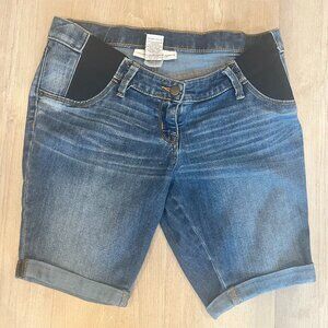 Liz Lange Maternity Womens Blue Jean Shorts Sz XS Stretch Casual Bermuda